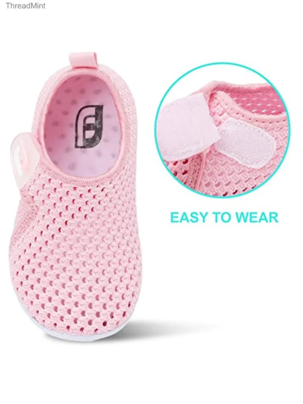 Breathable Hook & Loop Water Shoes Toddler Kids Barefoot Sneakers for Pool